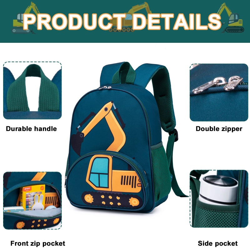 LOIDOU Toddler Backpack Boys 15 Inch Kids Preschool Kindergarten Truck School Backpack with Lunch bag Book Bag for Daycare Nursery Travel Fits 3 to 8 years old - Image 4